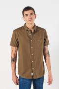 Camisa manga corta unicolor con estampados en mini print