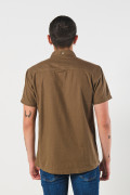 Camisa manga corta unicolor con estampados en mini print