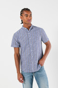 Camisa gris oscura cuello nerú con rayas y botones