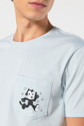Camiseta azul de Félix el gato con bolsillo y manga corta