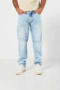 Jean tiro bajo 90´S azul con rotos en frente y bota recta