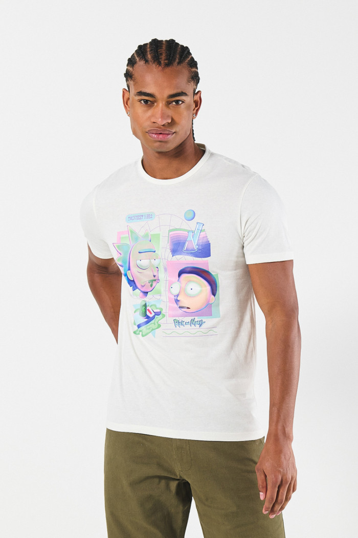 Camiseta de Rick and Morty crema con cuello redondo