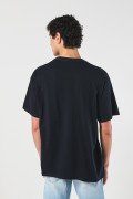 Camiseta azul oversize con arte college y manga corta