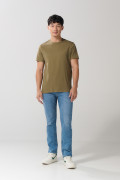 Camiseta verde oscura en algodón con manga corta
