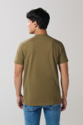 Camiseta verde oscura en algodón con manga corta