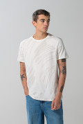 Camiseta crema clara en algodón cuello redondo
