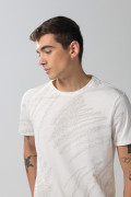 Camiseta crema clara en algodón cuello redondo