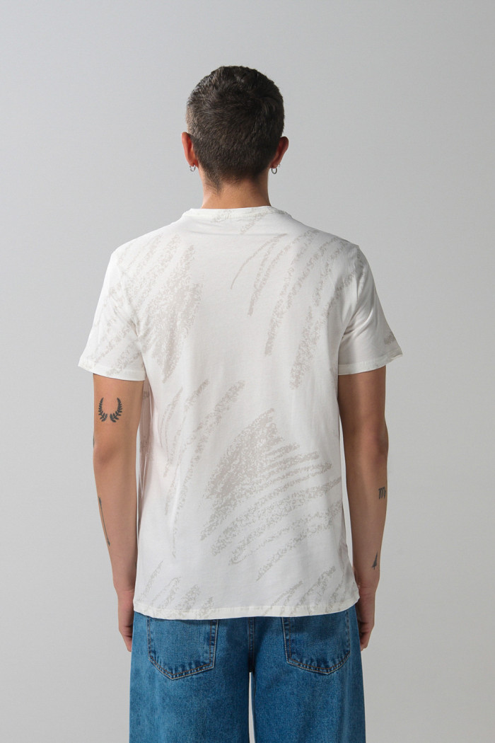 Camiseta crema clara en algodón cuello redondo