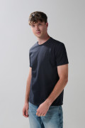 Camiseta en polialgodón azul intensa con manga corta