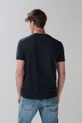 Camiseta en polialgodón azul intensa con manga corta