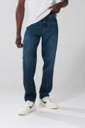 Jean bota recta 90´S azul oscuro con bolsillos y tiro bajo
