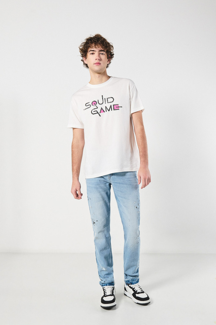 Camiseta crema clara manga corta de Squid Game