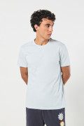 Camiseta ajustada unicolor en algodón con cuello redondo