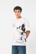 Camiseta oversize de Mickey lila tie dye con manga corta