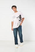 Camiseta oversize de Mickey lila tie dye con manga corta