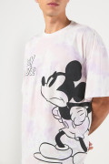 Camiseta oversize de Mickey lila tie dye con manga corta