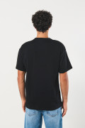 Camiseta en algodón cuello redondo unicolor y hombro rodado