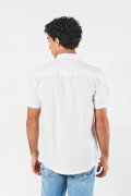Camisa crema clara manga corta con diseños y bolsillo