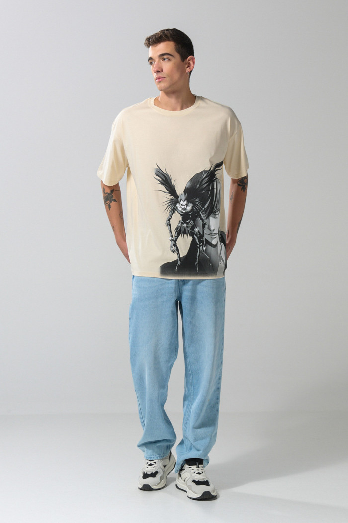 Camiseta oversize manga corta kaki de Death Note