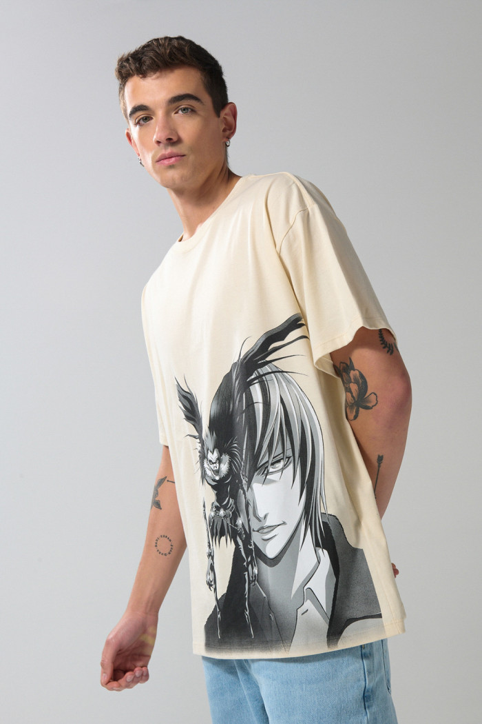 Camiseta oversize manga corta kaki de Death Note
