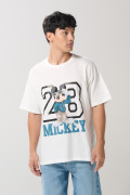 Camiseta crema clara oversize manga corta de Mickey