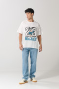 Camiseta crema clara oversize manga corta de Mickey