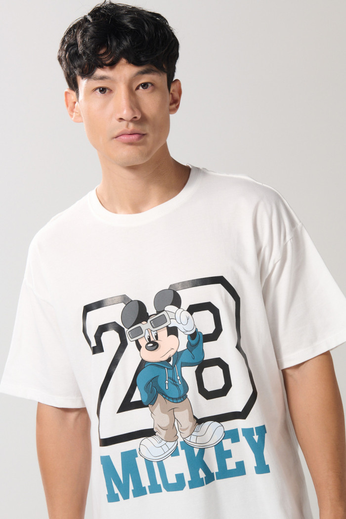 Camiseta crema clara oversize manga corta de Mickey
