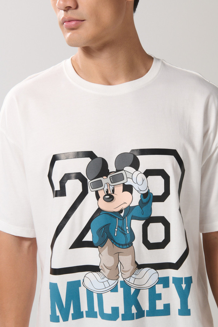 Camiseta crema clara oversize manga corta de Mickey