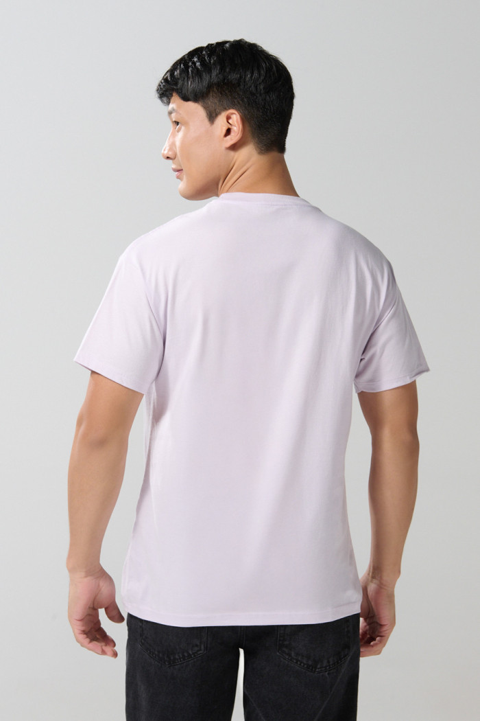 Camiseta en algodón manga corta unicolor con texto en frente