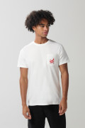 Camiseta en algodón unicolor con manga corta y bolsillo