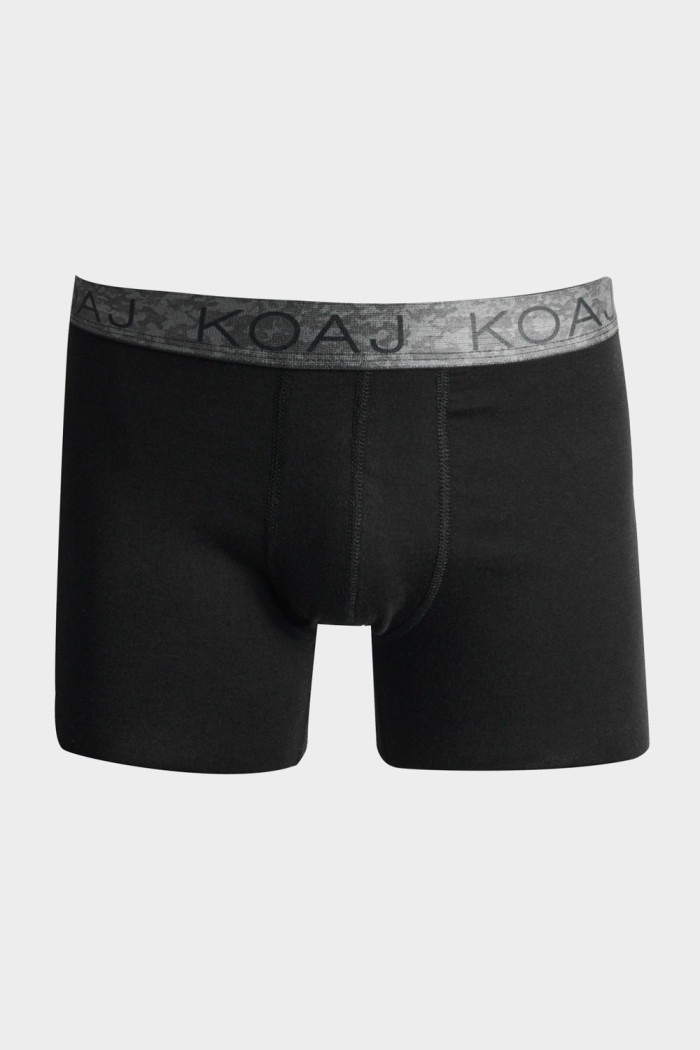Bóxer midway brief-largo negro con cintura estampada