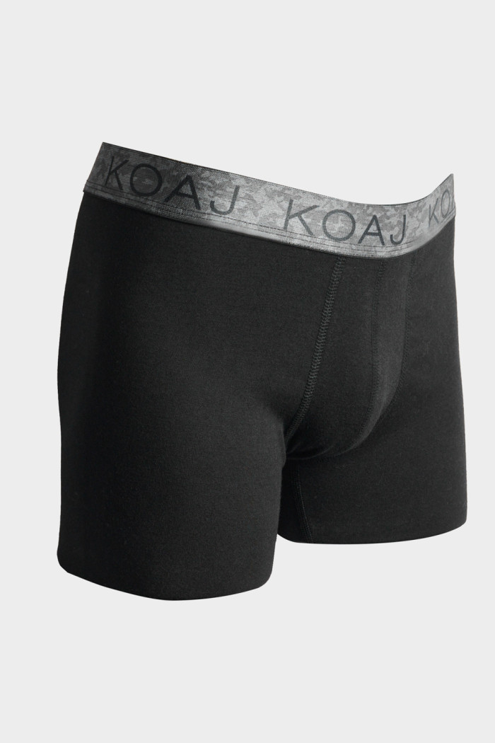Bóxer midway brief-largo negro con cintura estampada