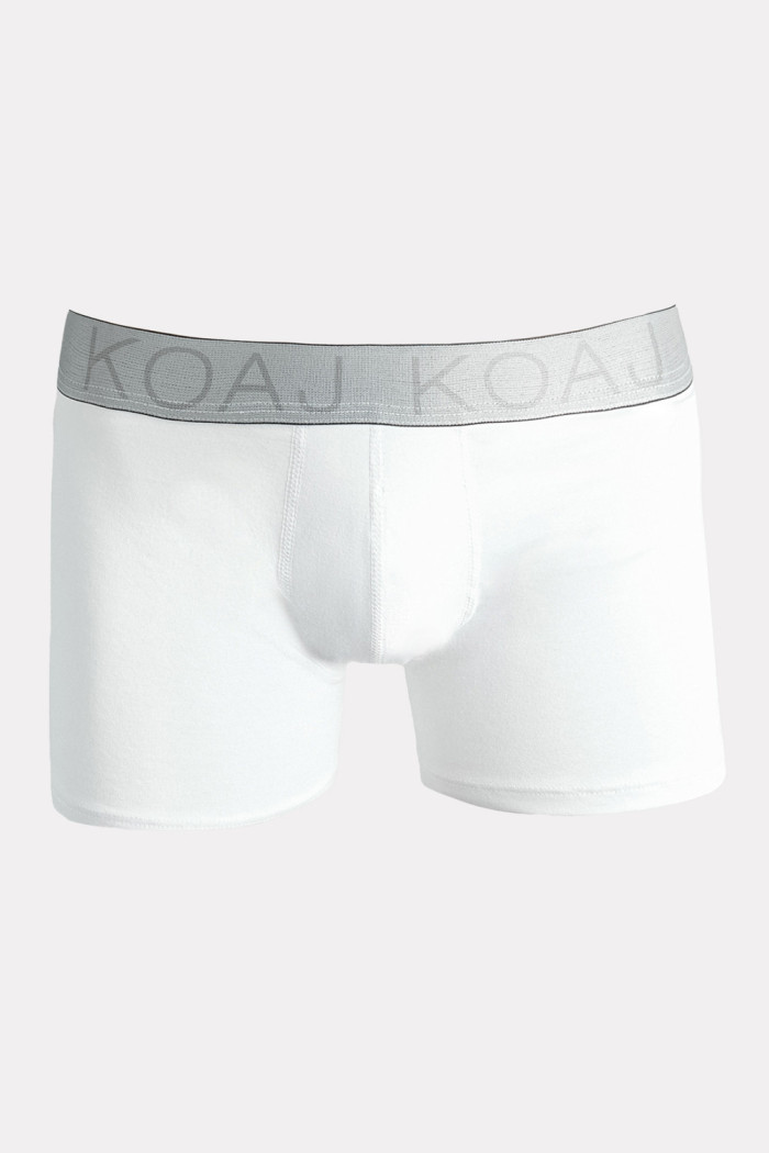 Bóxer blanco brief-medio en algodón con costuras planas