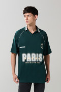 Camiseta polo unicolor con diseño college oversize