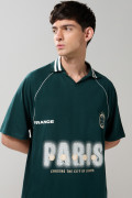 Camiseta polo unicolor con diseño college oversize