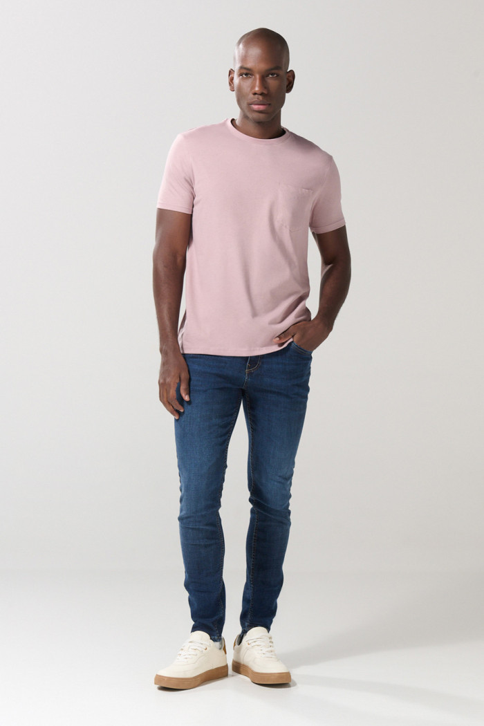 Jean tiro bajo skinny azul con ajuste ceñido y cremallera