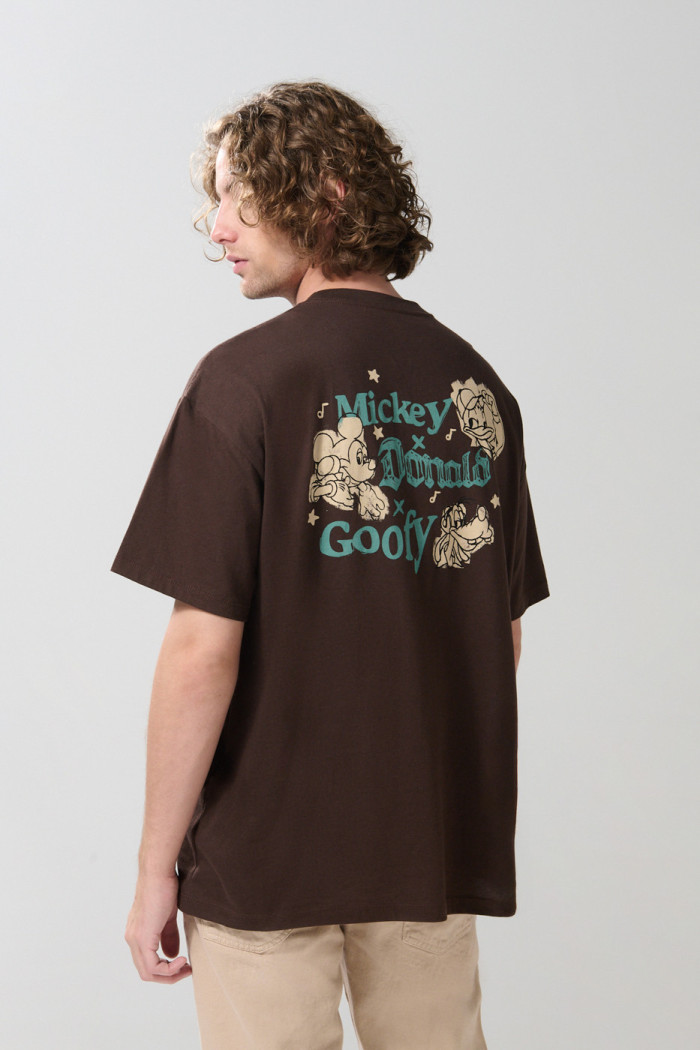 Camiseta oversize café de Mickey and Friends manga corta
