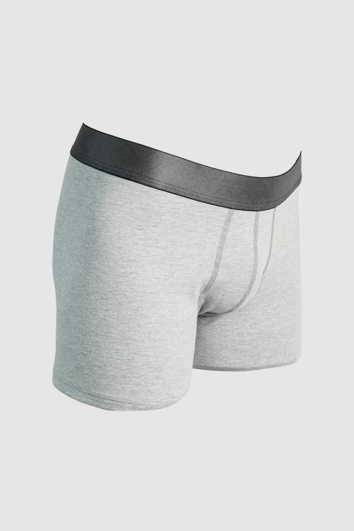Bóxer en algodón brief-medio gris con cintura elástica