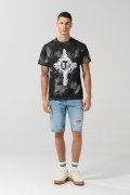 Camiseta gris tie dye manga corta con diseño de Death Note
