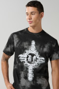 Camiseta gris tie dye manga corta con diseño de Death Note
