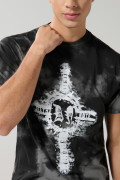Camiseta gris tie dye manga corta con diseño de Death Note
