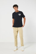 Pantalón cargo unicolor en dril con tiro bajo y bota recta