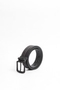 Cinturón negro reversible con hebilla cuadrada y texturas