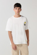 Camiseta crema clara oversize manga corta de Snoopy