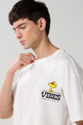 Camiseta crema clara oversize manga corta de Snoopy