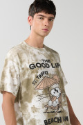 Camiseta oversize crema tie dye de Snoopy manga corta