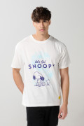 Camiseta crema clara en algodón manga corta de Snoopy