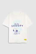 Camiseta crema clara en algodón manga corta de Snoopy