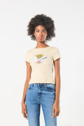 Camiseta en rib kaki clara manga corta de Green Day