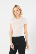 Camiseta crema clara manga corta en tela devore